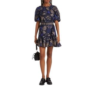 FARM Rio Black Macaw Forrest Mini Dress with Belt Tie Size XL